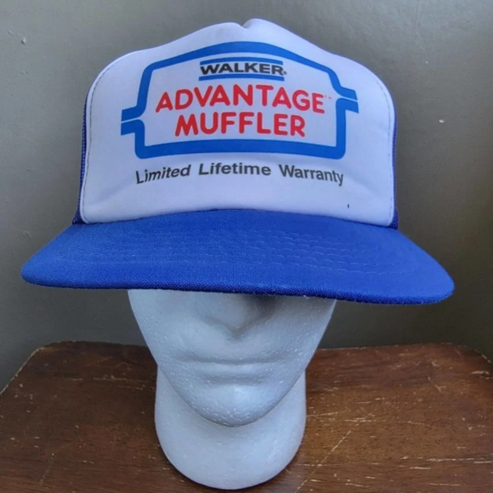 Vtg Walker Advantage Muffler Snapback Mesh Trucker Hat Cap 1980s Automotive 80's